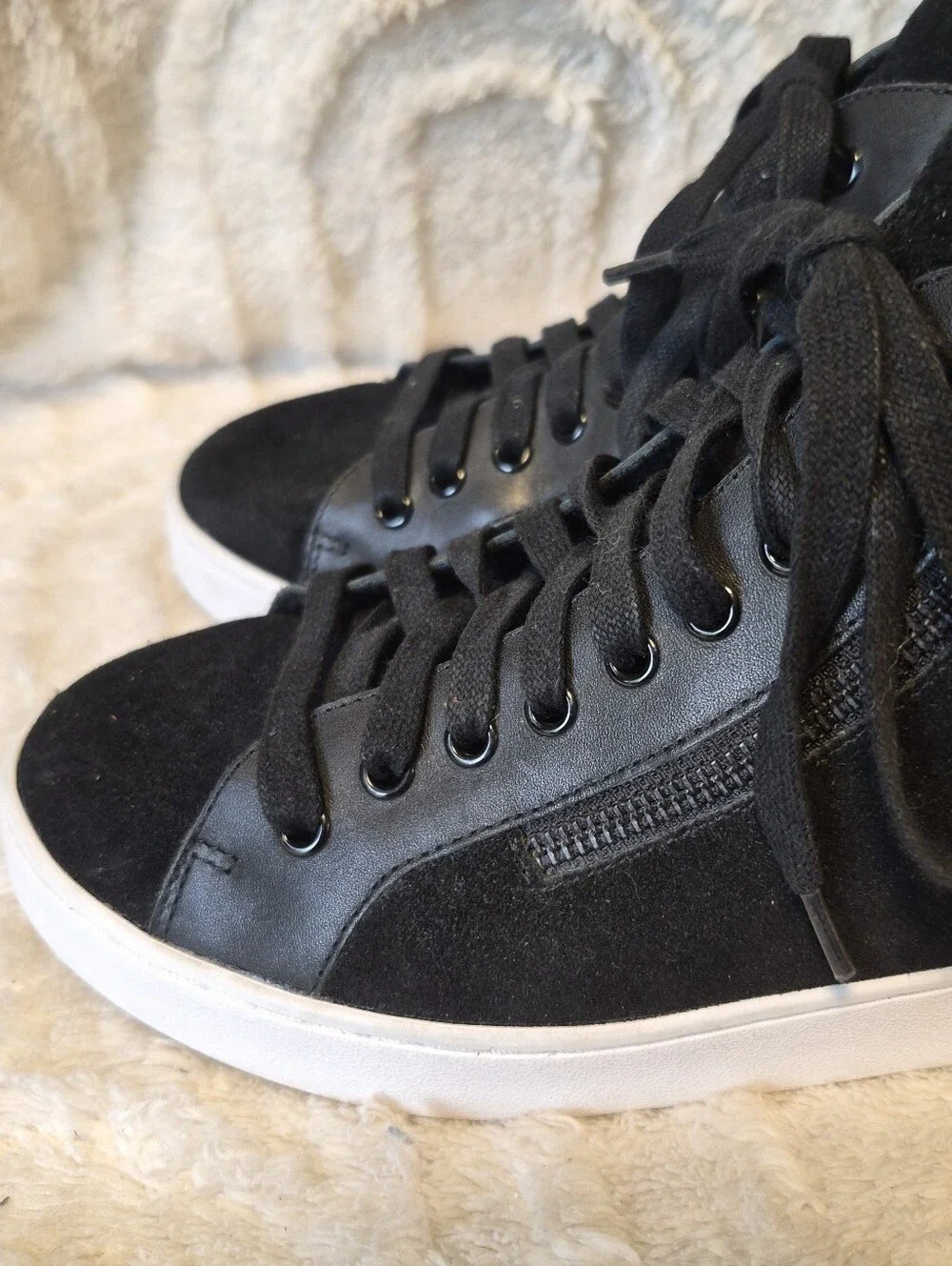 Vionic Splendid Torri Black Leather High Top Sneaker Shoes Women's Size 9.5